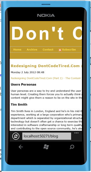 screenshot of Windows Phone 7 Browser