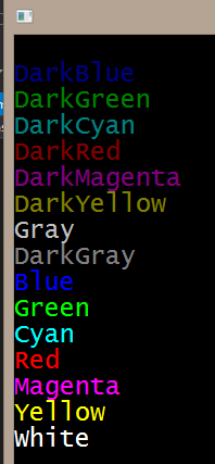 .net console application foreground colors
