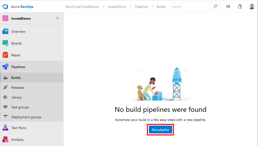 Starting to create a new build Azure Pipeline