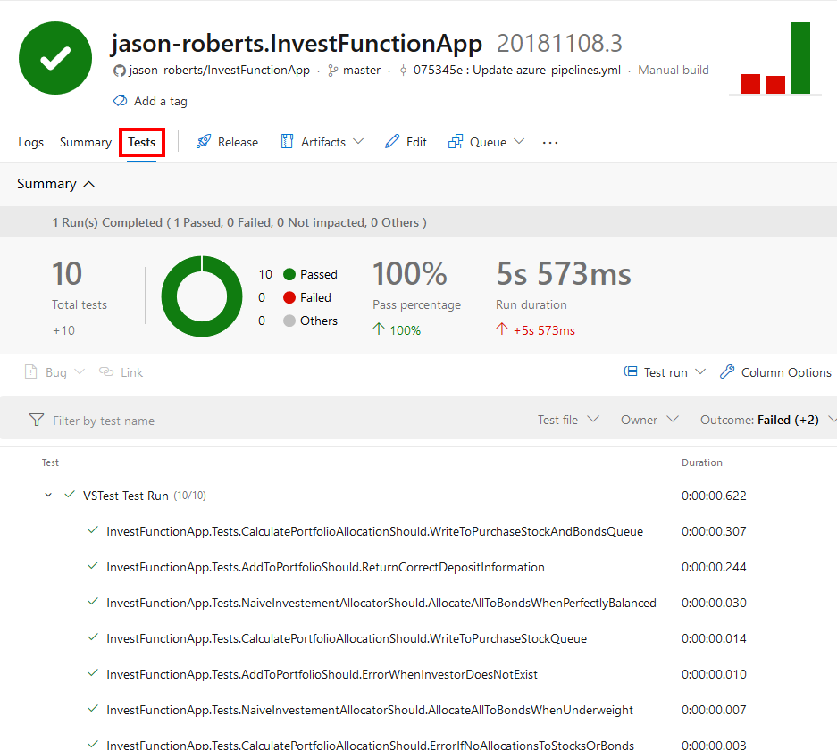 Viewing Unit Test Result in Azure Pipelines