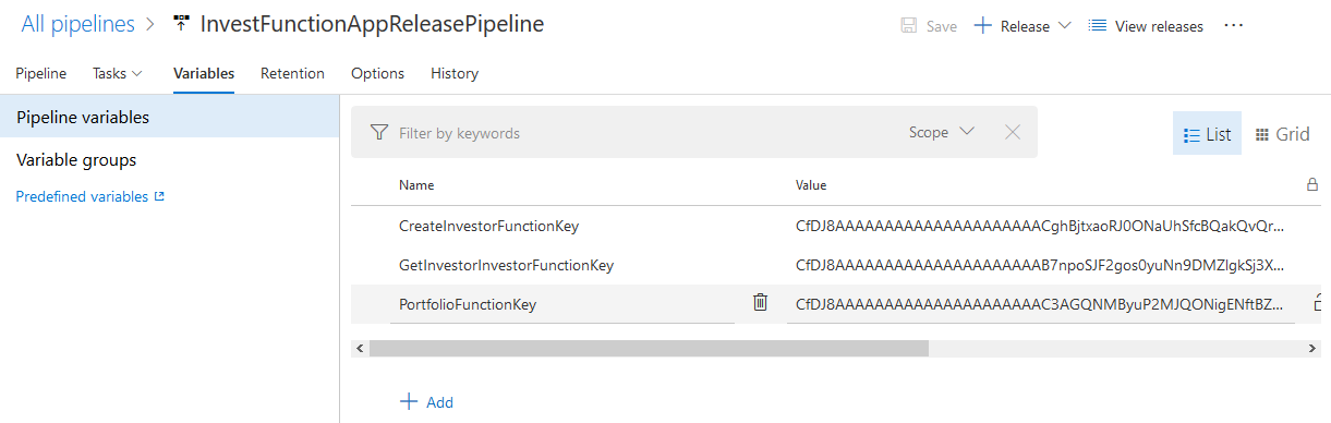 Release Azure Pipeline variables