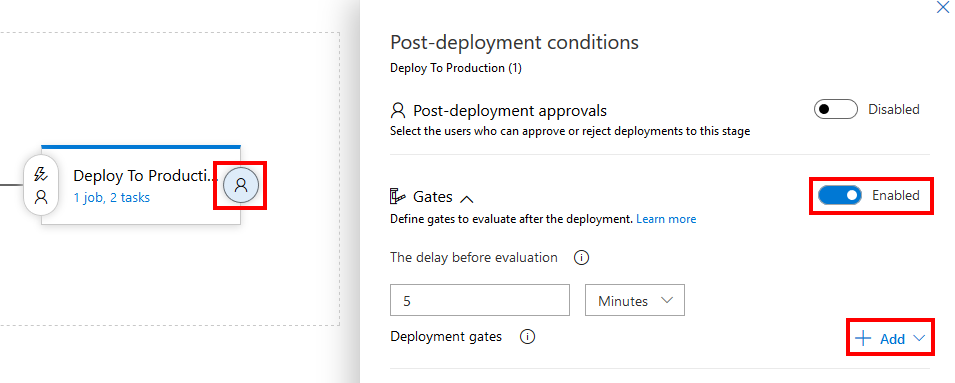 Enabling post-deployment gates in Azure Pipelines