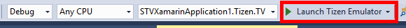 Launching the Tizen Emulator from Visual Studio
