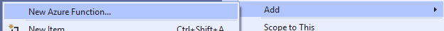 Adding a new Azure Function in Visual Studio 2019