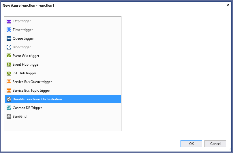 Azure Functions template chooser