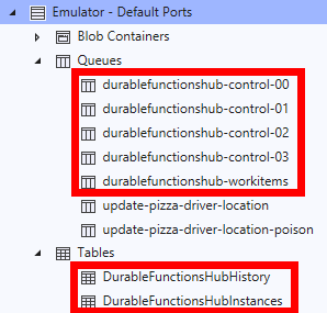 Durable Functions tables and queues