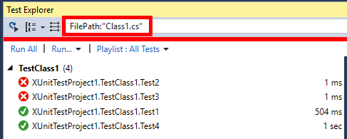 Filtering tests by file path